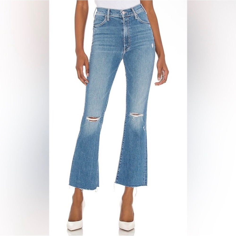 MOTHER The Hustler Ankle Fray Understudy High Rise Crop Flare Jeans 26
